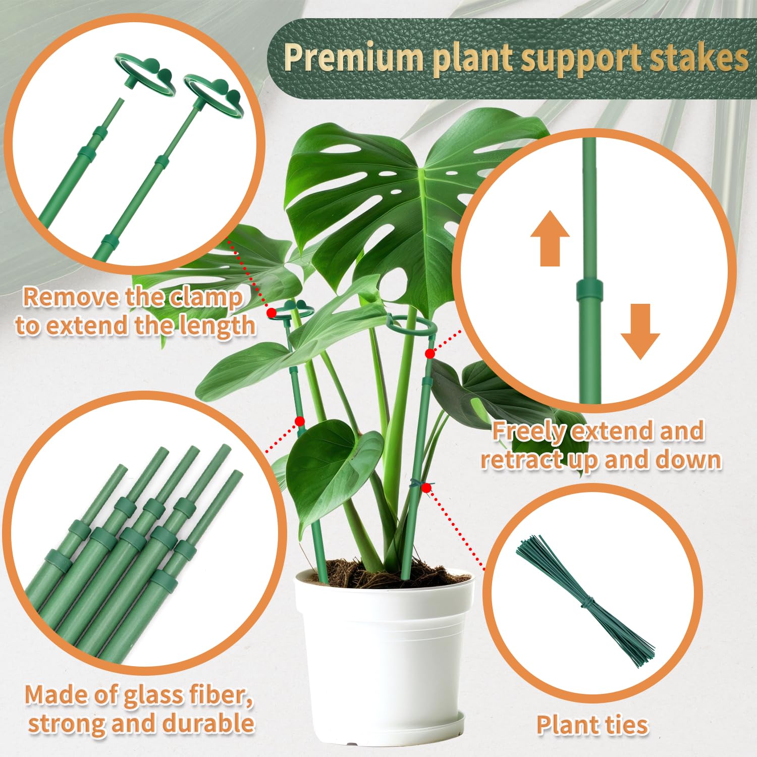 Close-up of Stroller plant stake showing green finish