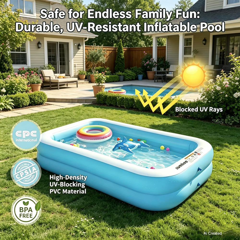 Close-up of Sumbee Inflatable Pool showing durable PVC material
