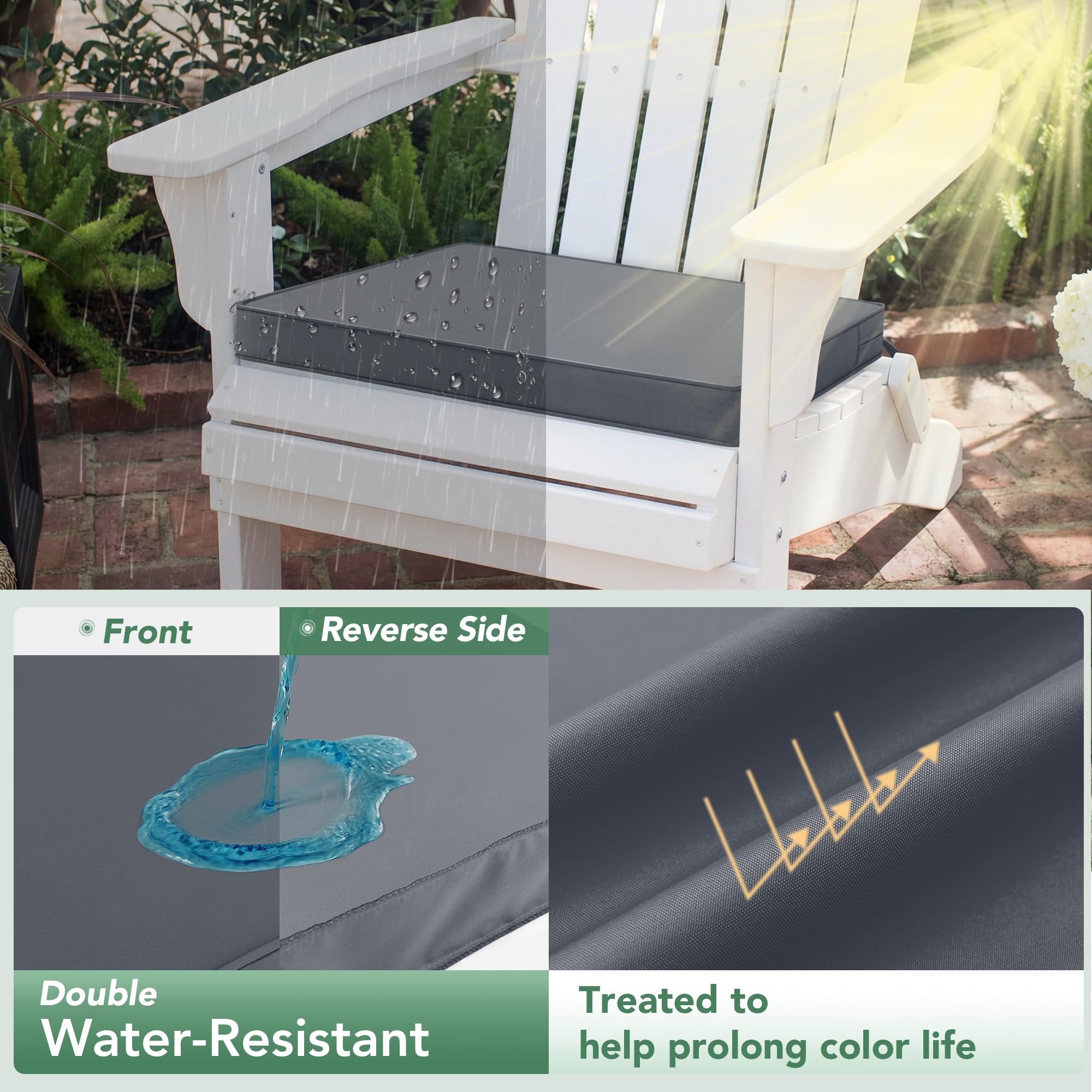 Close-up of Summsun chair cushion material showing waterproof fabric