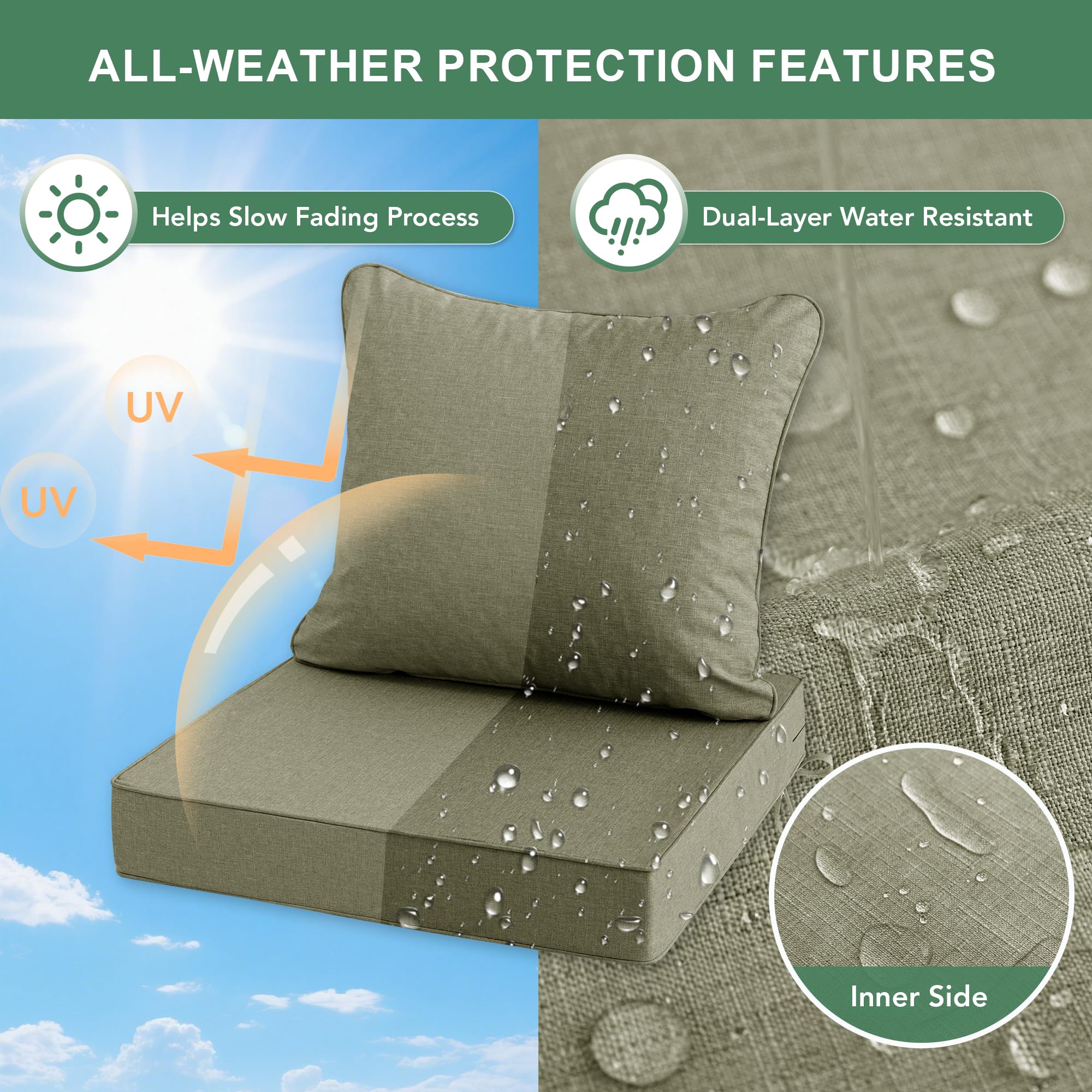 Close-up of Summsun chair cushion with removable cover