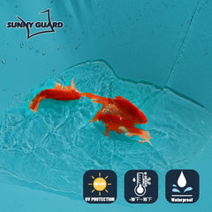 Close-up of SUNNY GUARD shade sail fabric showing durability