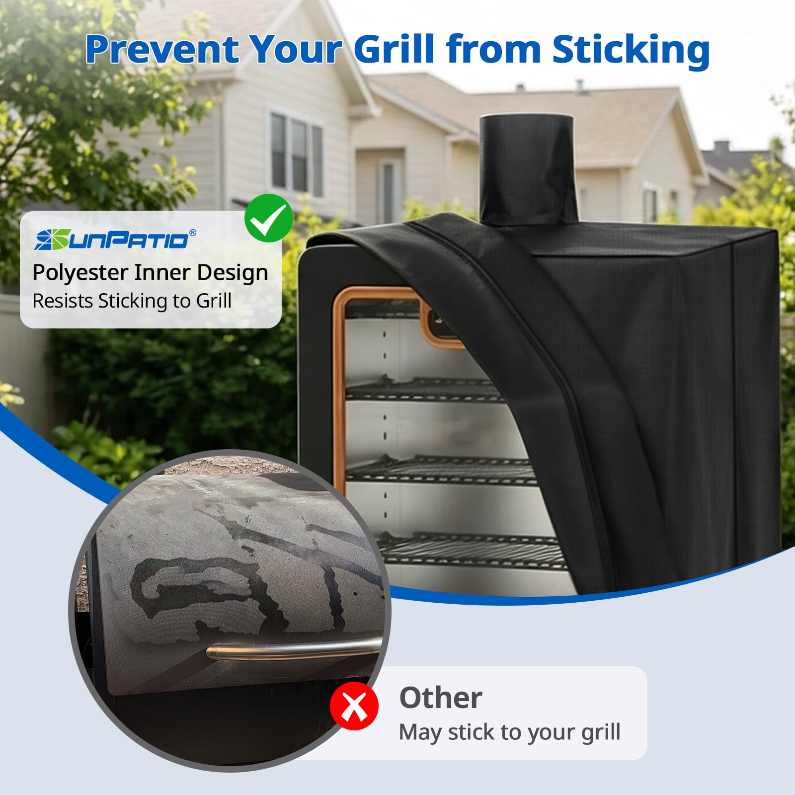 Close-up of SunPatio Smoker Cover material texture