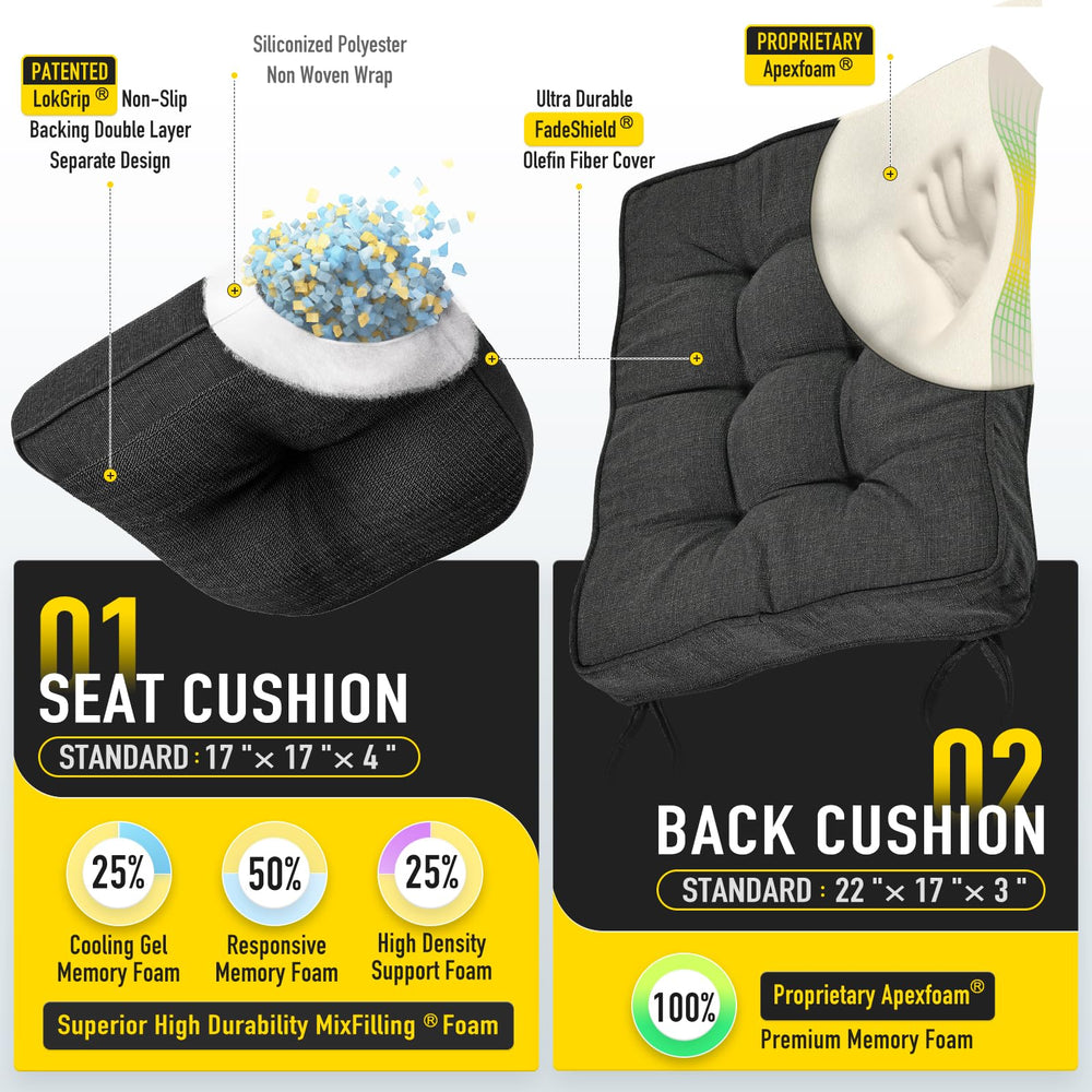Close-up of SUNROX back cushion with ties Midnight