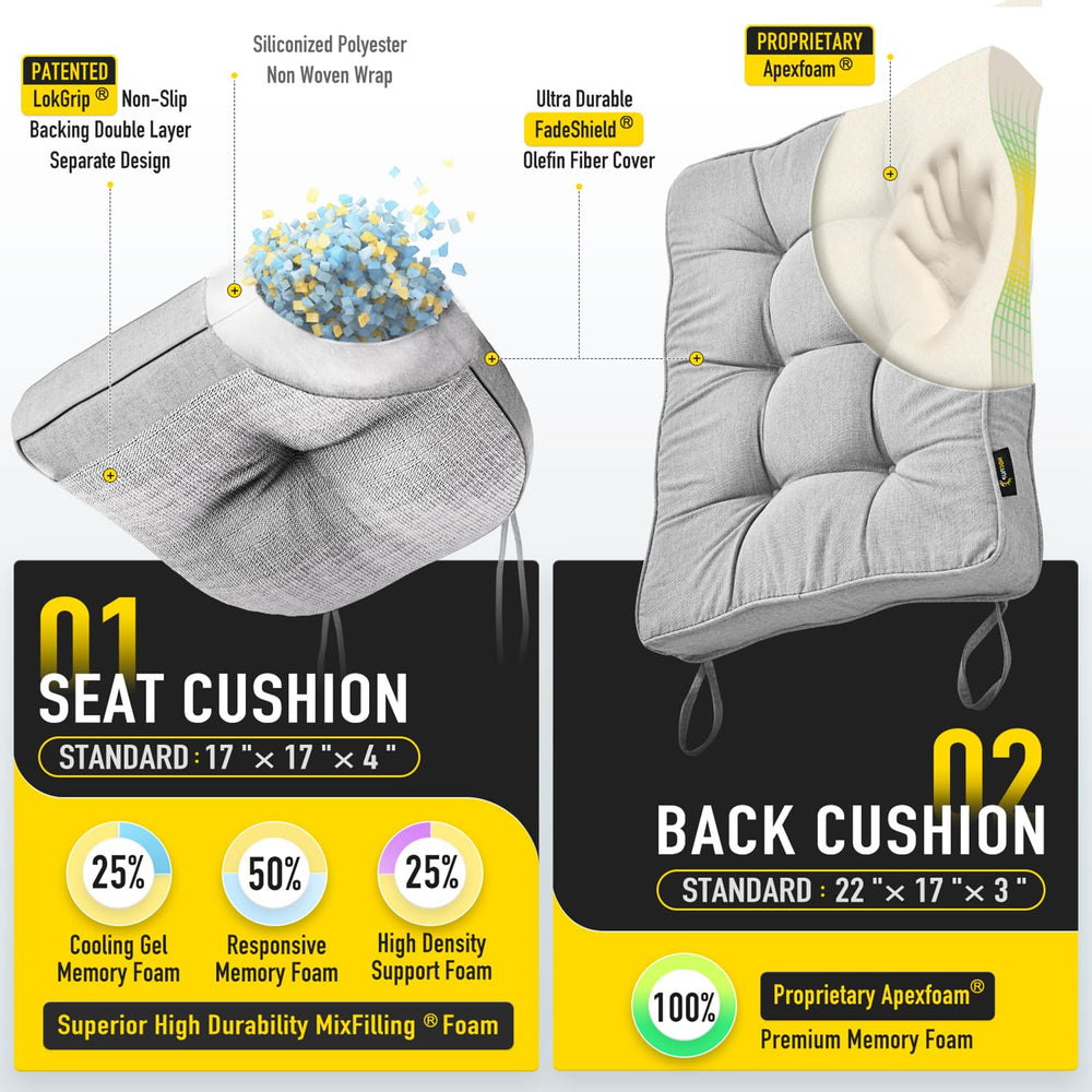 Close-up of SUNROX rocking chair seat cushion with LokGrip backing