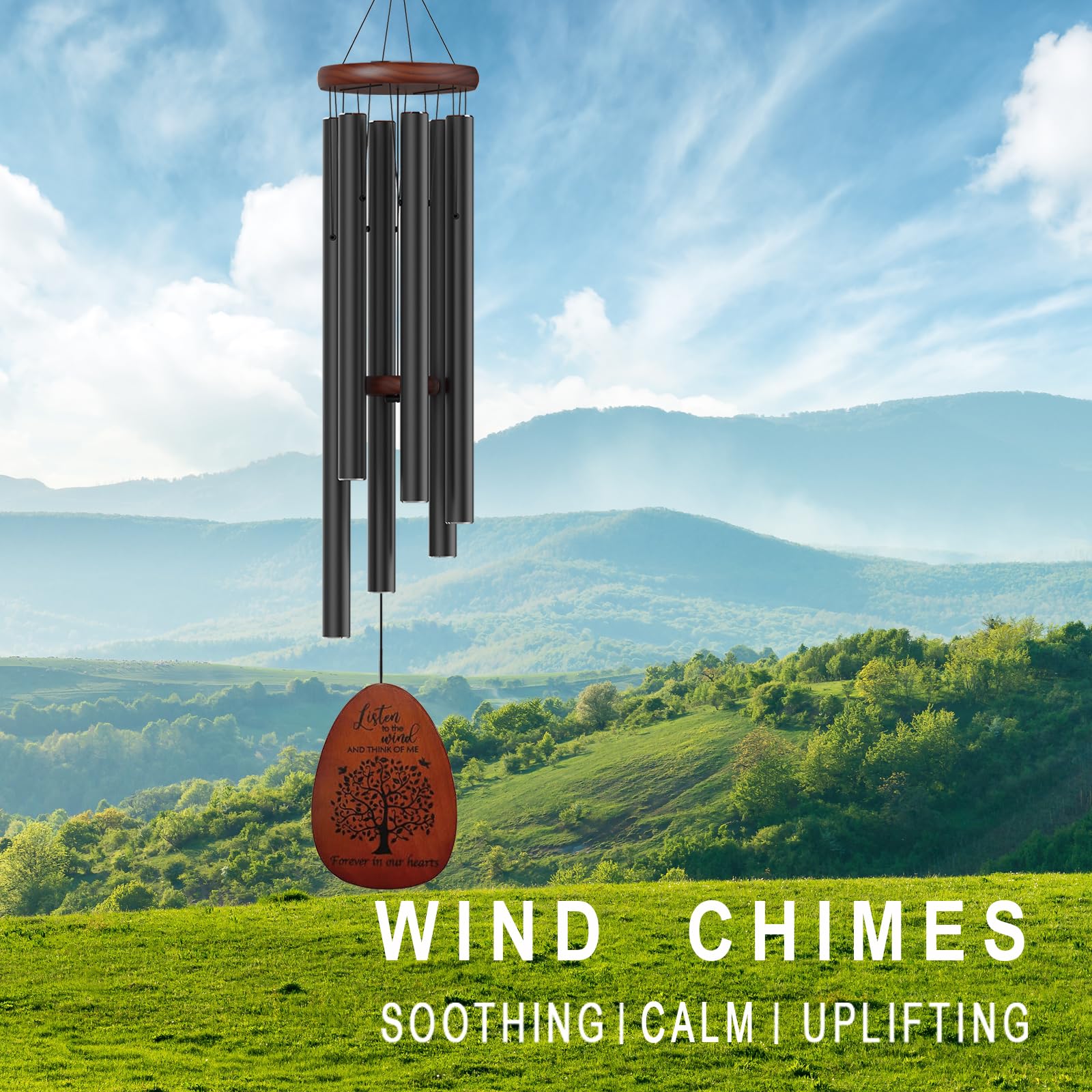 Close-up of Suntimber Wind Chimes aluminum tubes