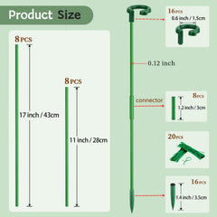 Close-up of SupKing plant stakes with clips in green