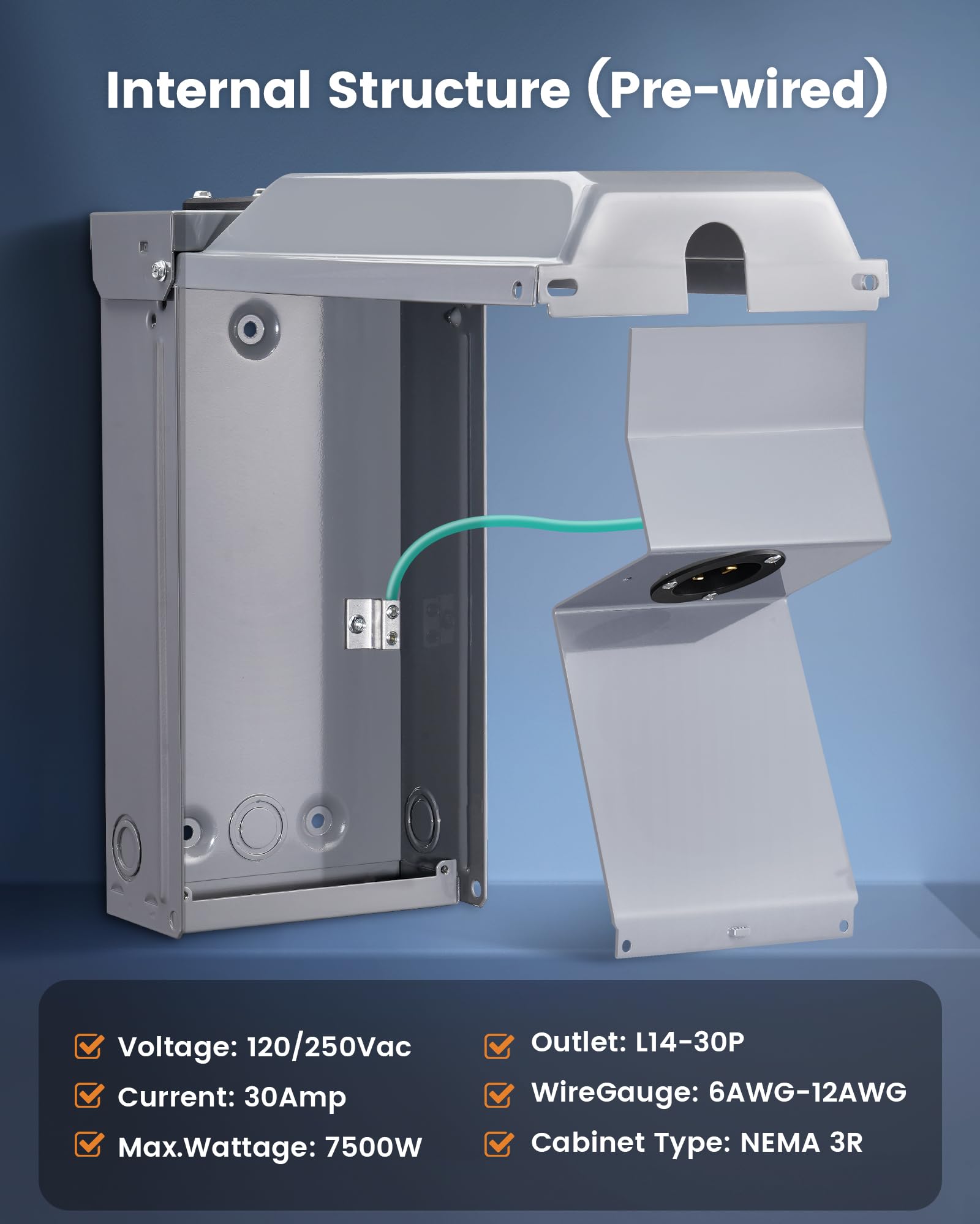 Close-up of SURAIELEC Generator Power Inlet Box outlet hole