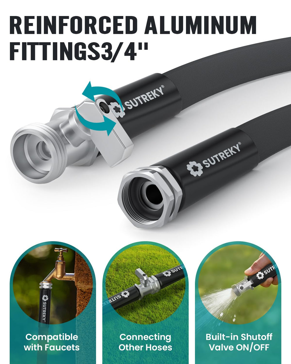 Close-up of SUTREKY hose fittings