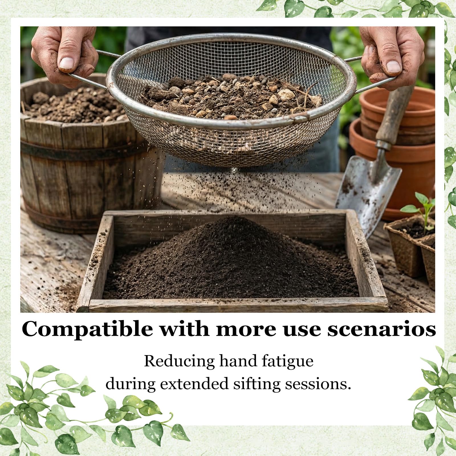 Close-up of Svincolare soil sifter 1/4 inch mesh
