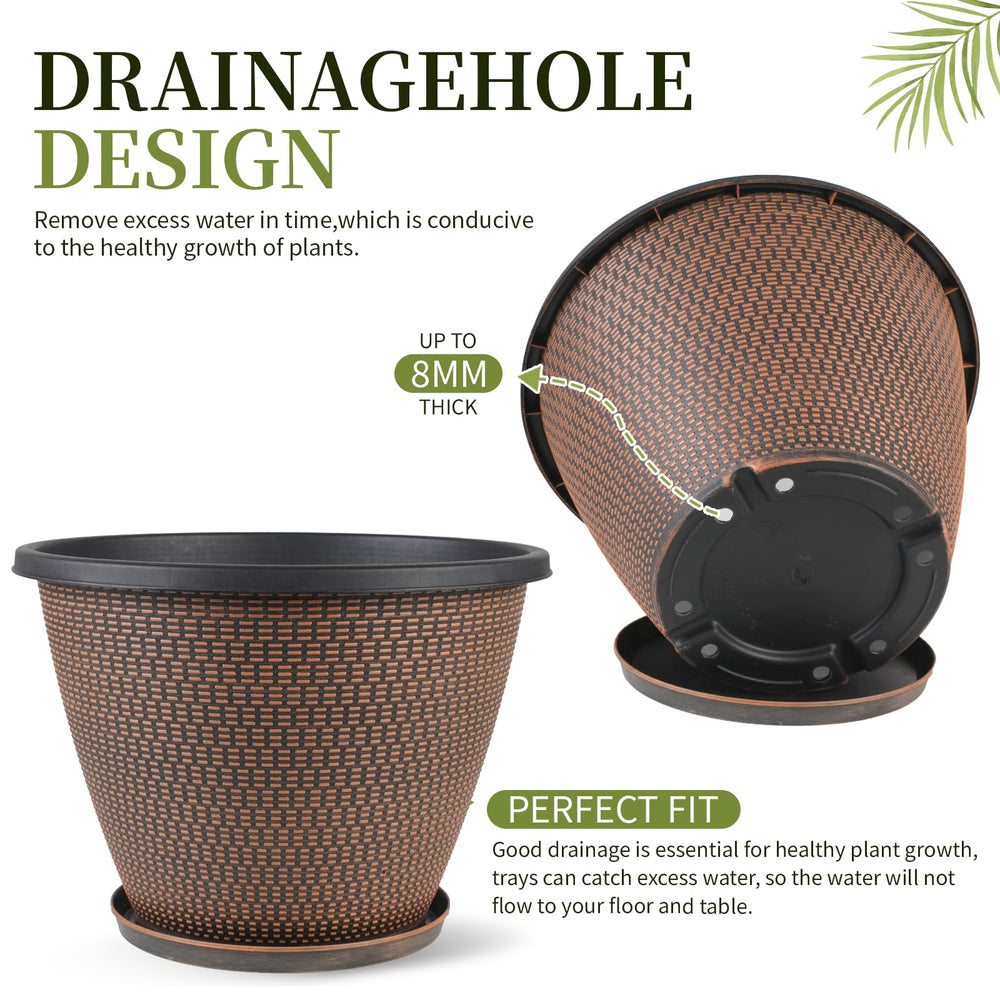 Close-up of Svxtoby 16 inch planter with drainage hole