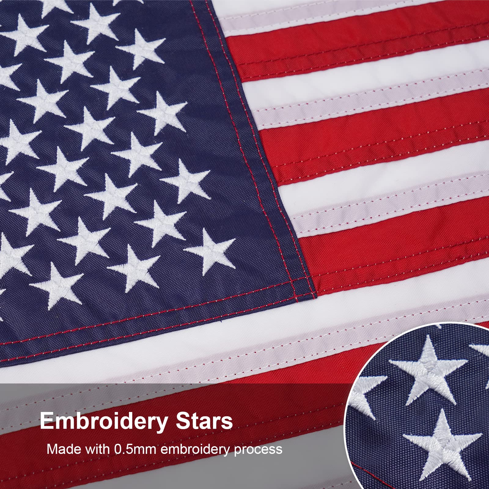 Close-up of SYII American flag with brass grommets