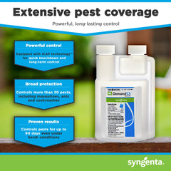 Close-up of Syngenta Demand CS Insecticide label and instructions