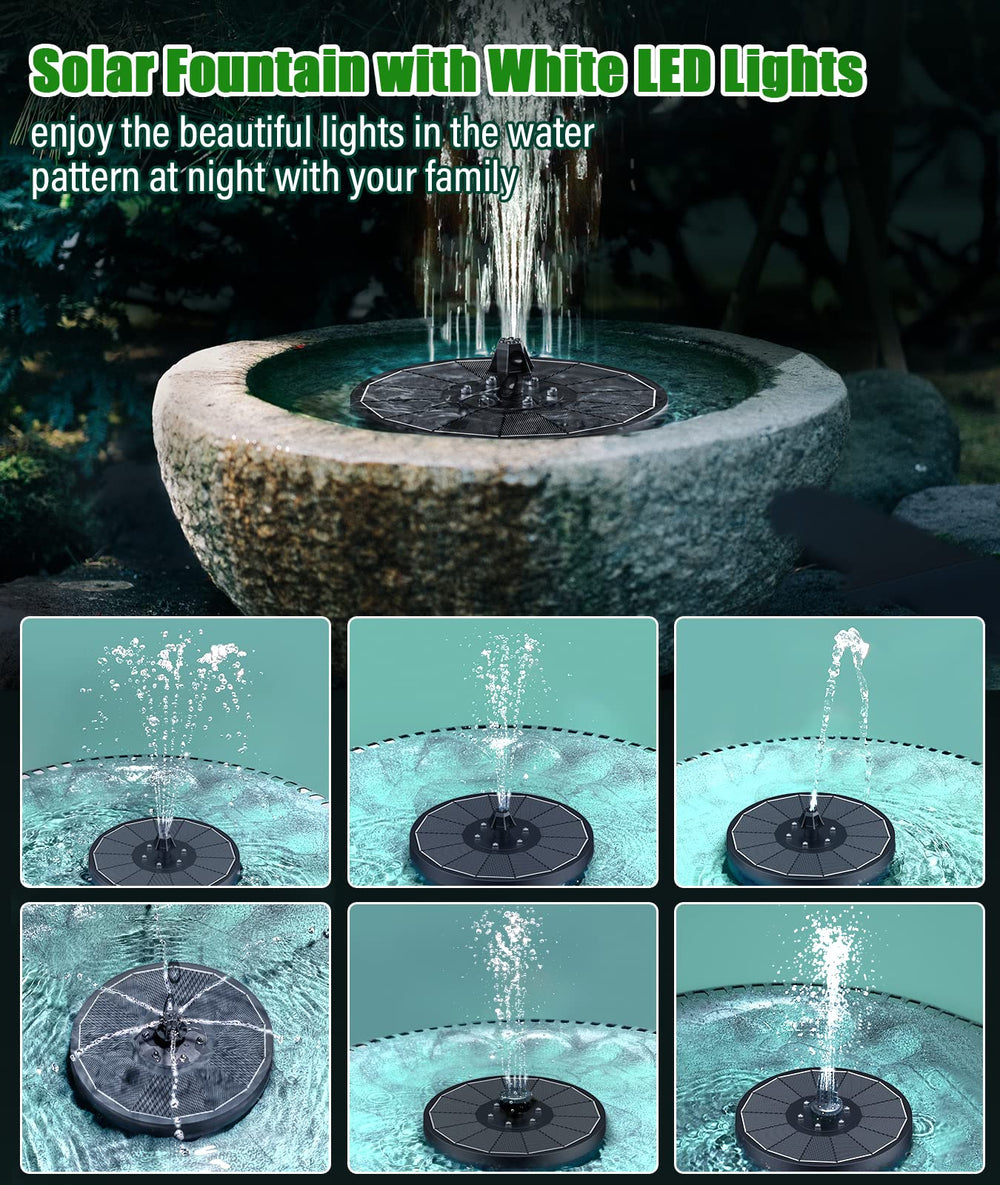 Close-up of SZMP Solar Fountain LED lights