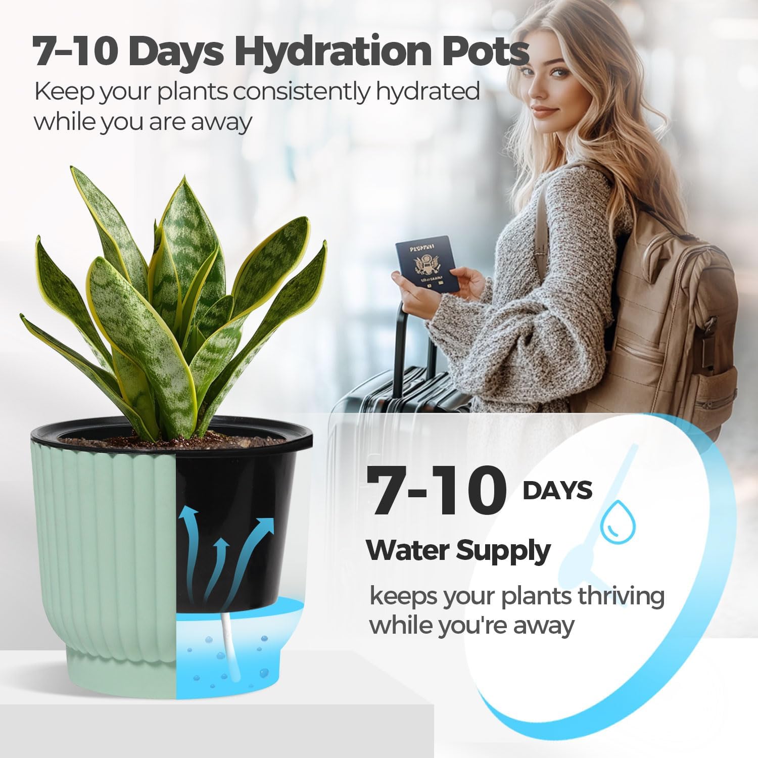 Close-up of T4U Self Watering Pot showing dual-layer construction