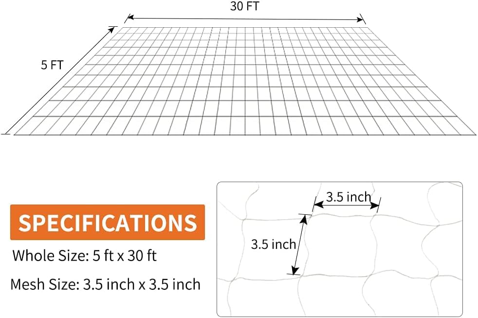 Close-up of Tcamp nylon trellis netting with 3.5 inch mesh