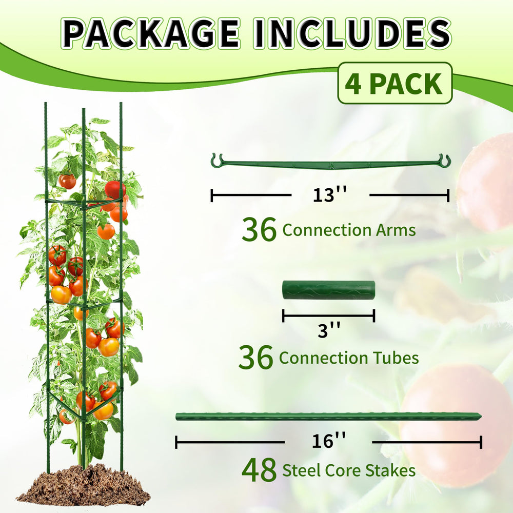 Close-up of TCBWFY tomato cages showing adjustable height feature