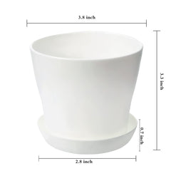 Close-up of TDHDIKE plastic planters showing drainage holes