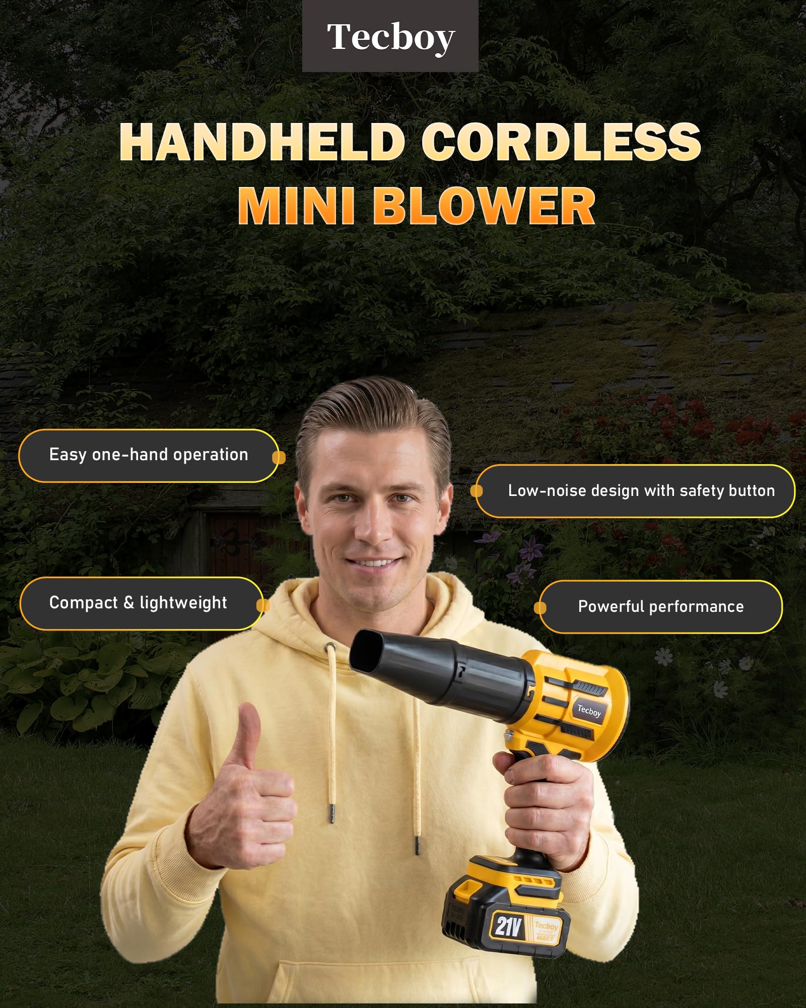 Close-up of Tecboy Leaf Blower ergonomic grip