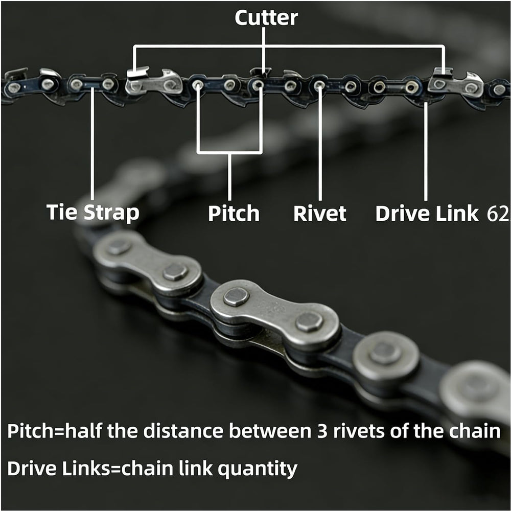 Close-up of TEEANEES chainsaw chain teeth