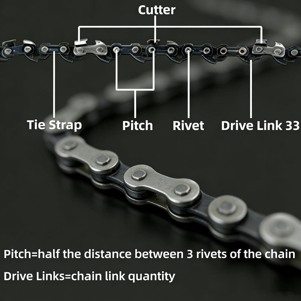Close-up of TEEANEES chainsaw chain teeth