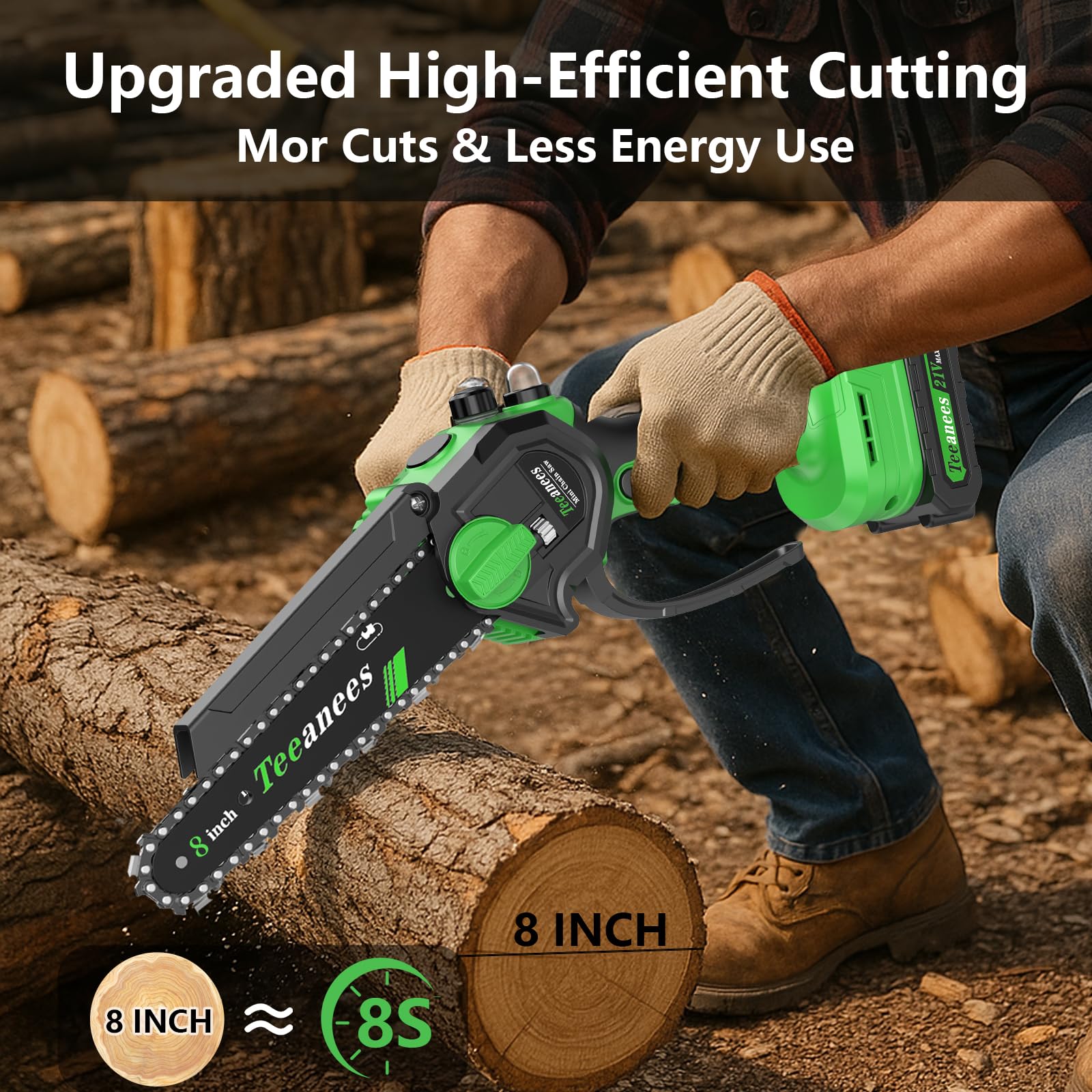 Close-up of TEEANEES Mini Chainsaw automatic oiler system