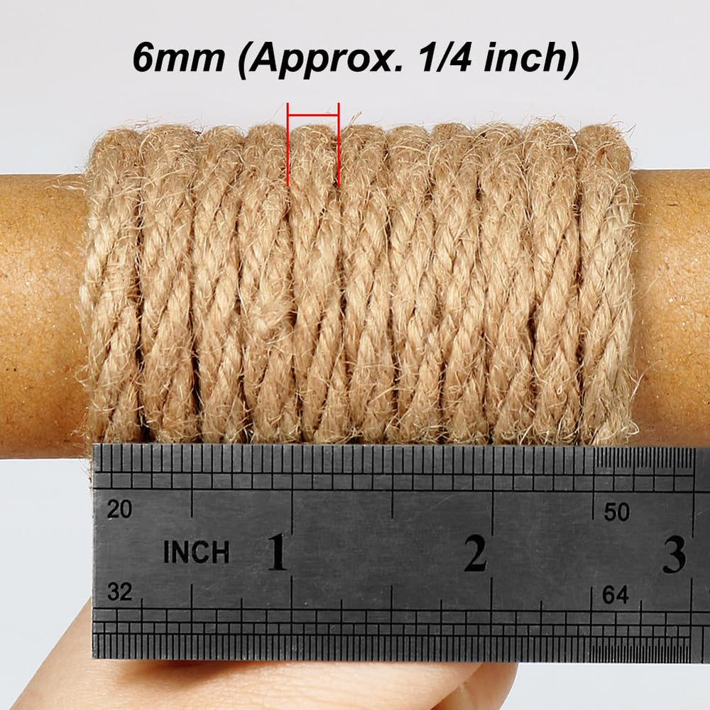 Close-up of Tenn Well jute rope thickness at 6mm