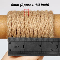 Close-up of Tenn Well jute rope thickness at 6mm