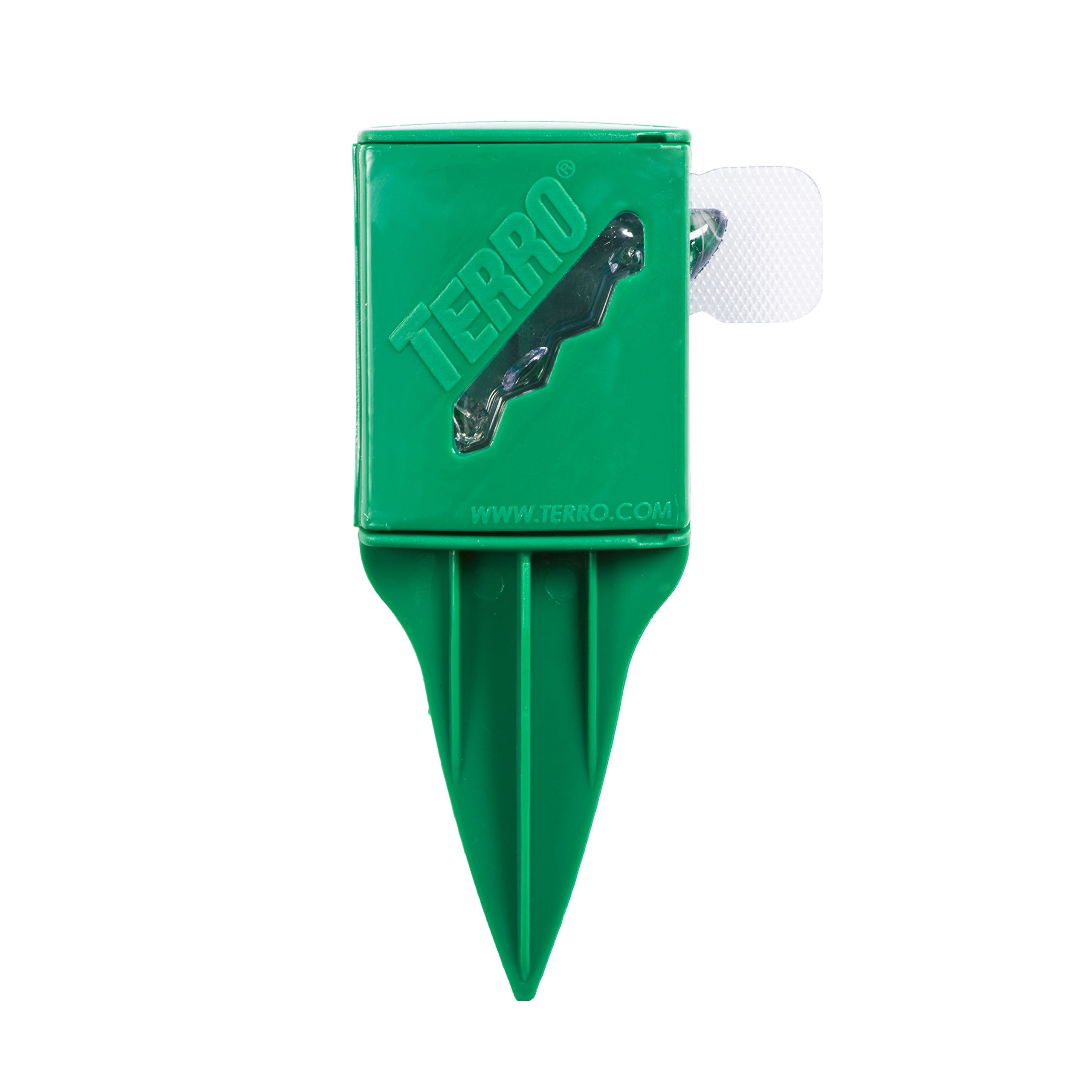 Close-up of Terro Ant Bait Stakes showing clear bait monitor