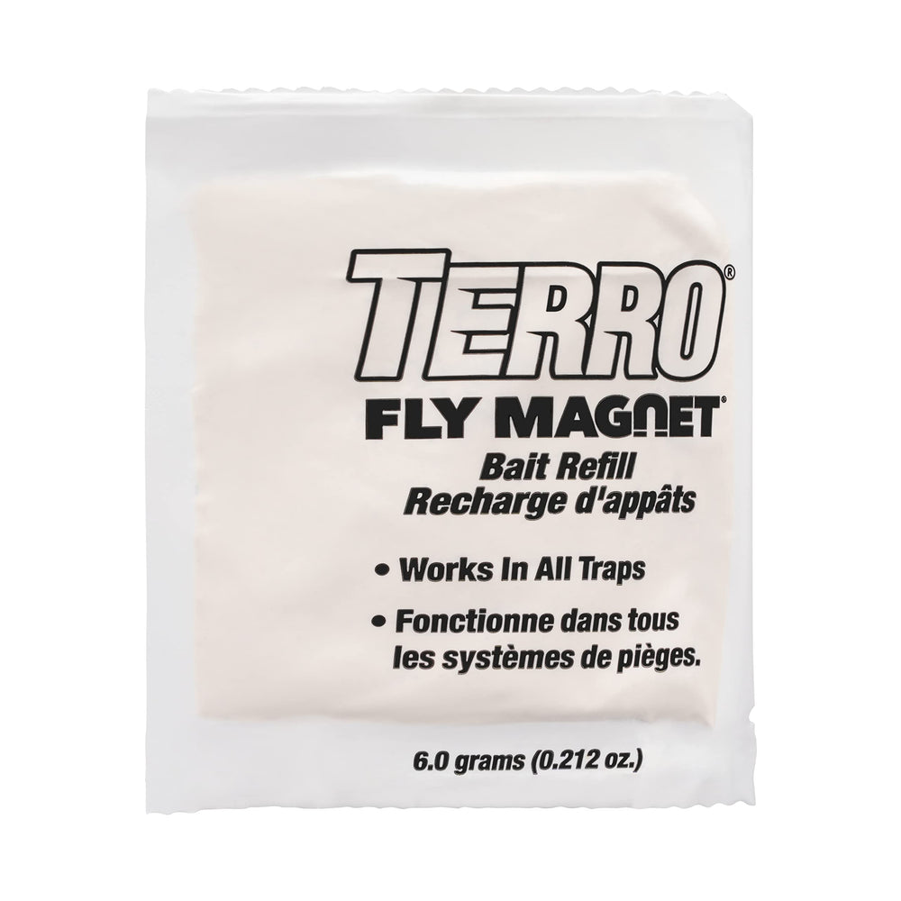 Close-up of Terro Fly Magnet Bait T382 orange packets