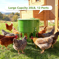 Close-up of Tgeyd Chicken Feeder showing metal construction and adjustable height