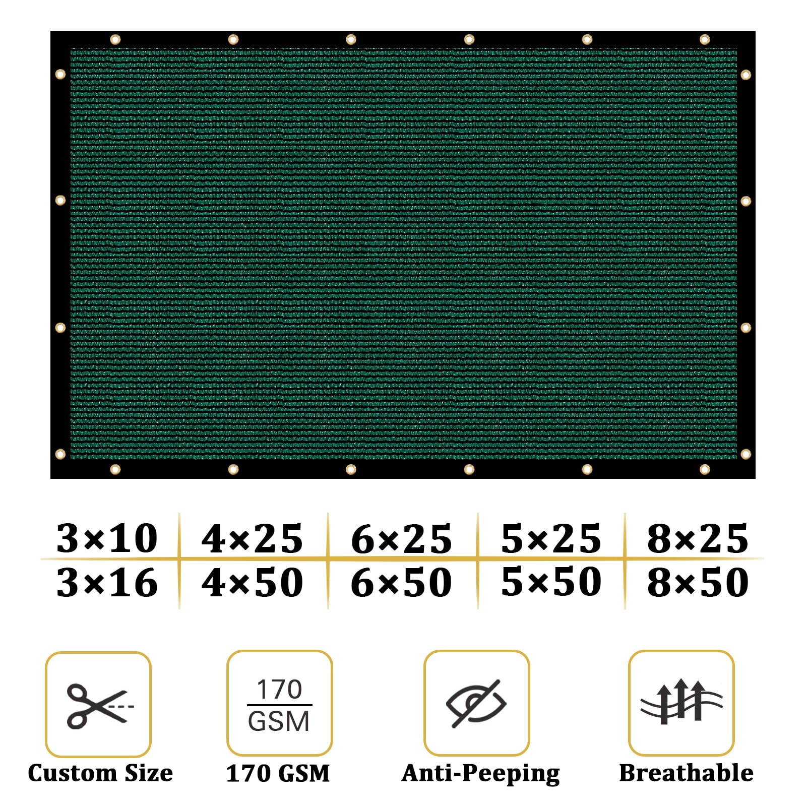Close-up of the 170 gsm HDPE fabric of the privacy screen