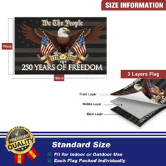 Close-up of the 250th Anniversary USA Flag's stitching details