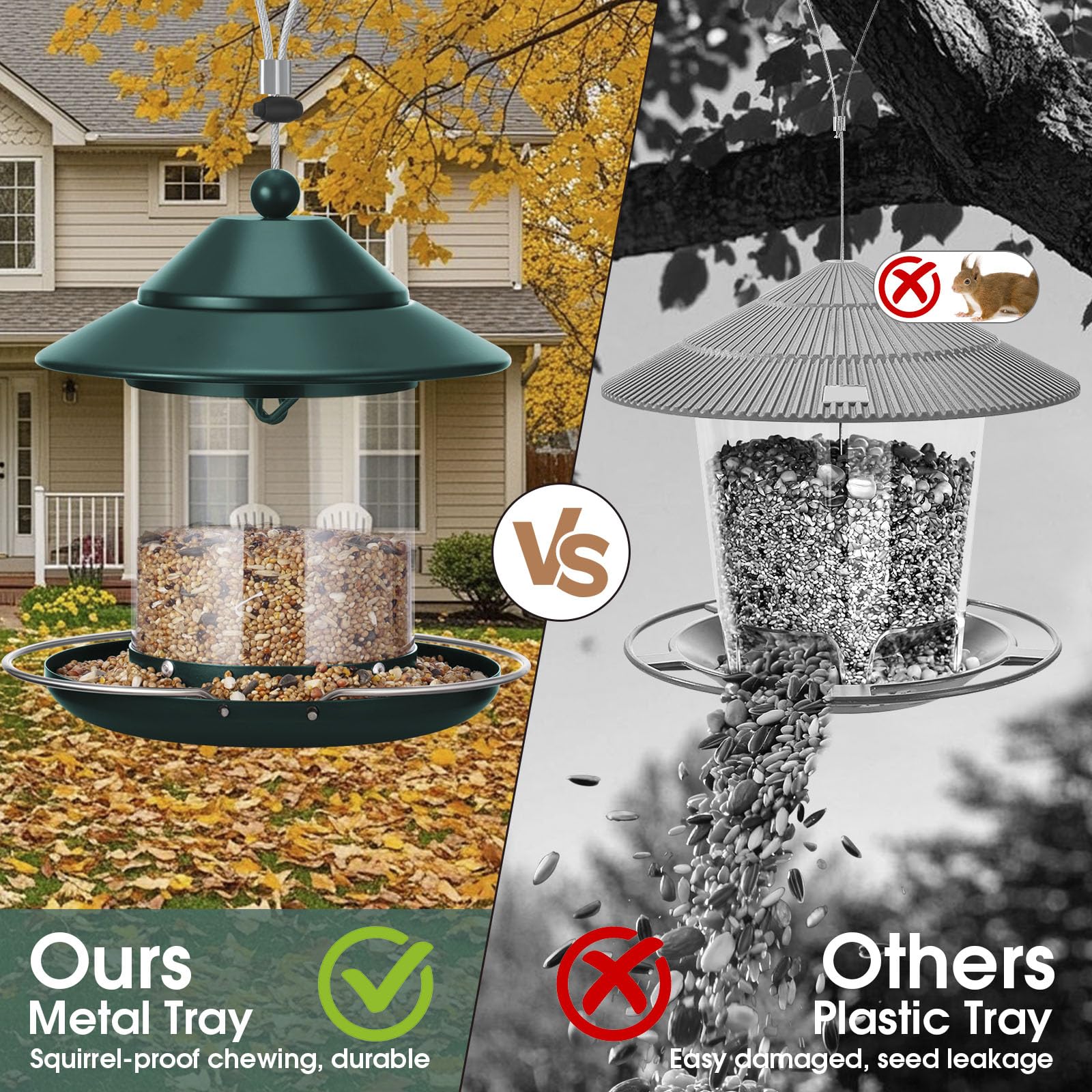 Close-up of the 360-degree perch design of the bird feeder