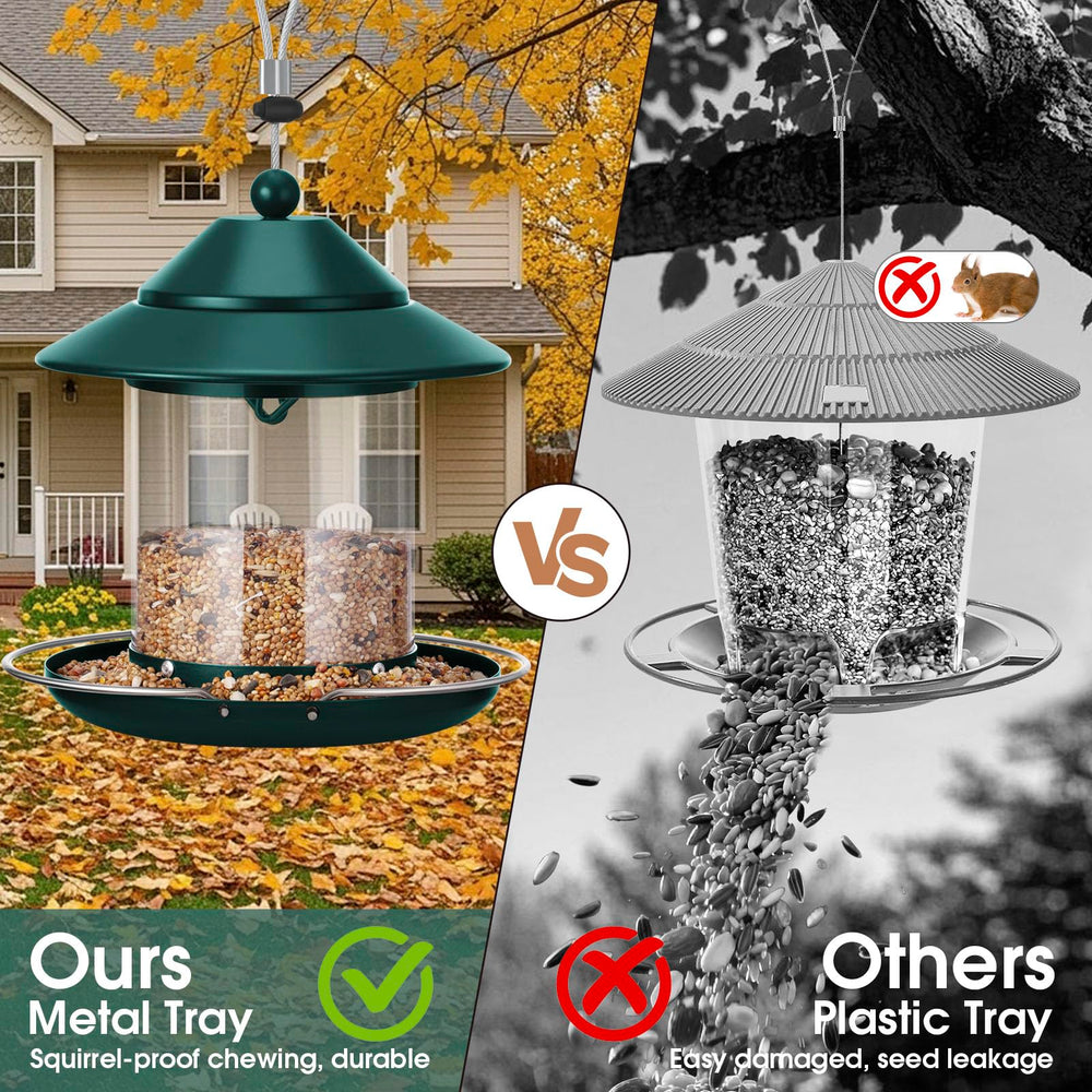 Close-up of the 360-degree perch design of the bird feeder