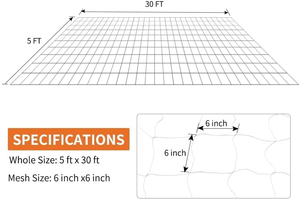 Close-up of the 6 inch square mesh of Tcamp trellis netting