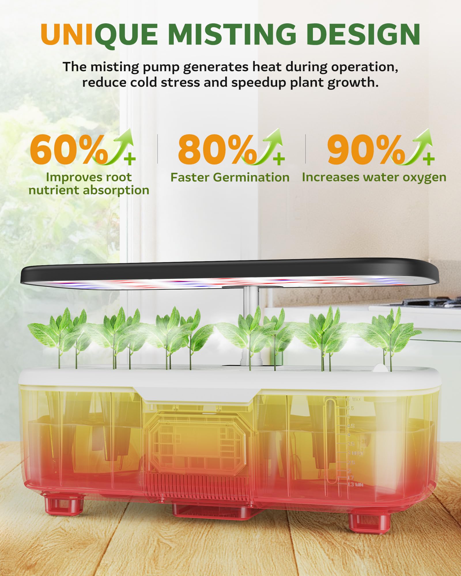 Close-up of the 6L tank of Zekeson Hydroponic System