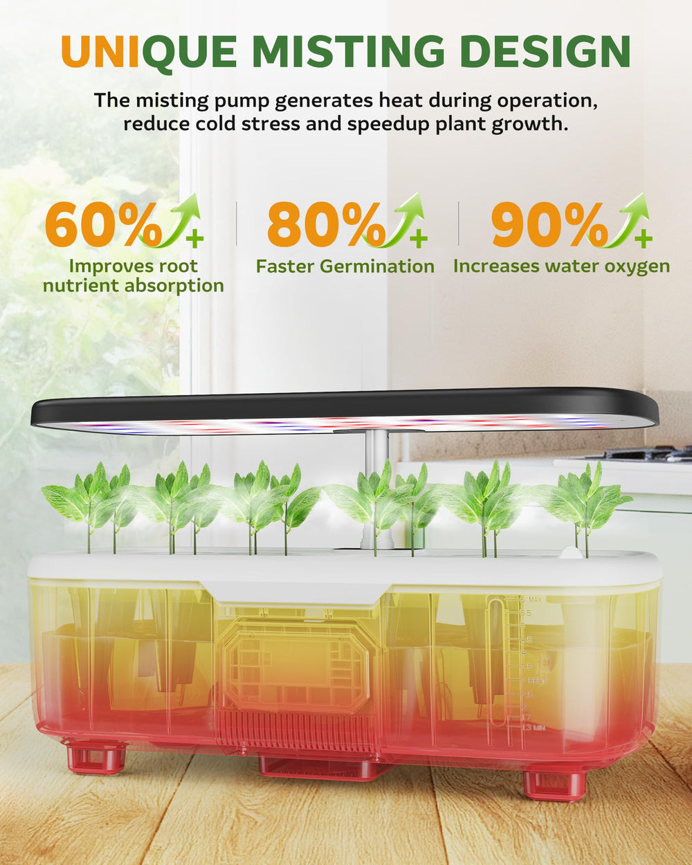 Close-up of the 6L tank of Zekeson Hydroponic System