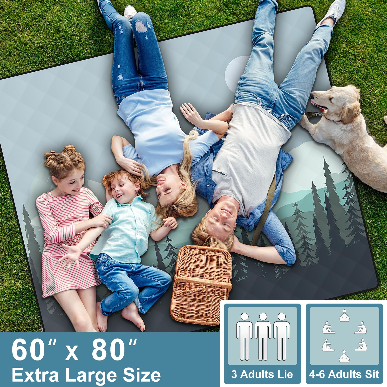 Close-up of the 7-layer composite structure of memKiya Picnic Blanket