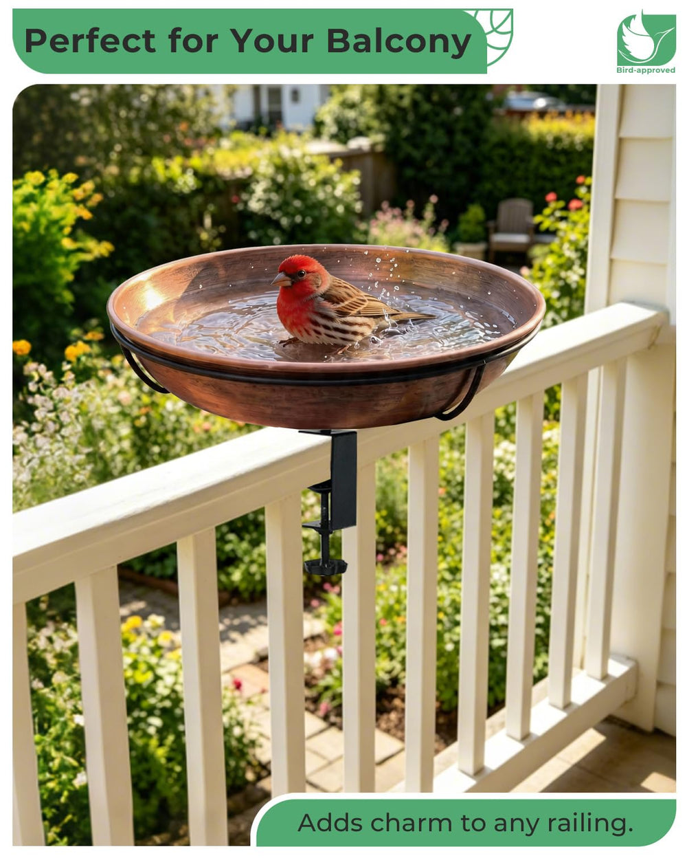 Close-up of the adjustable clamp on the OUISJYER bird bath