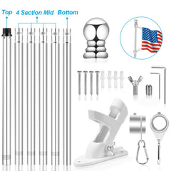 Close-up of the adjustable flag pole sections