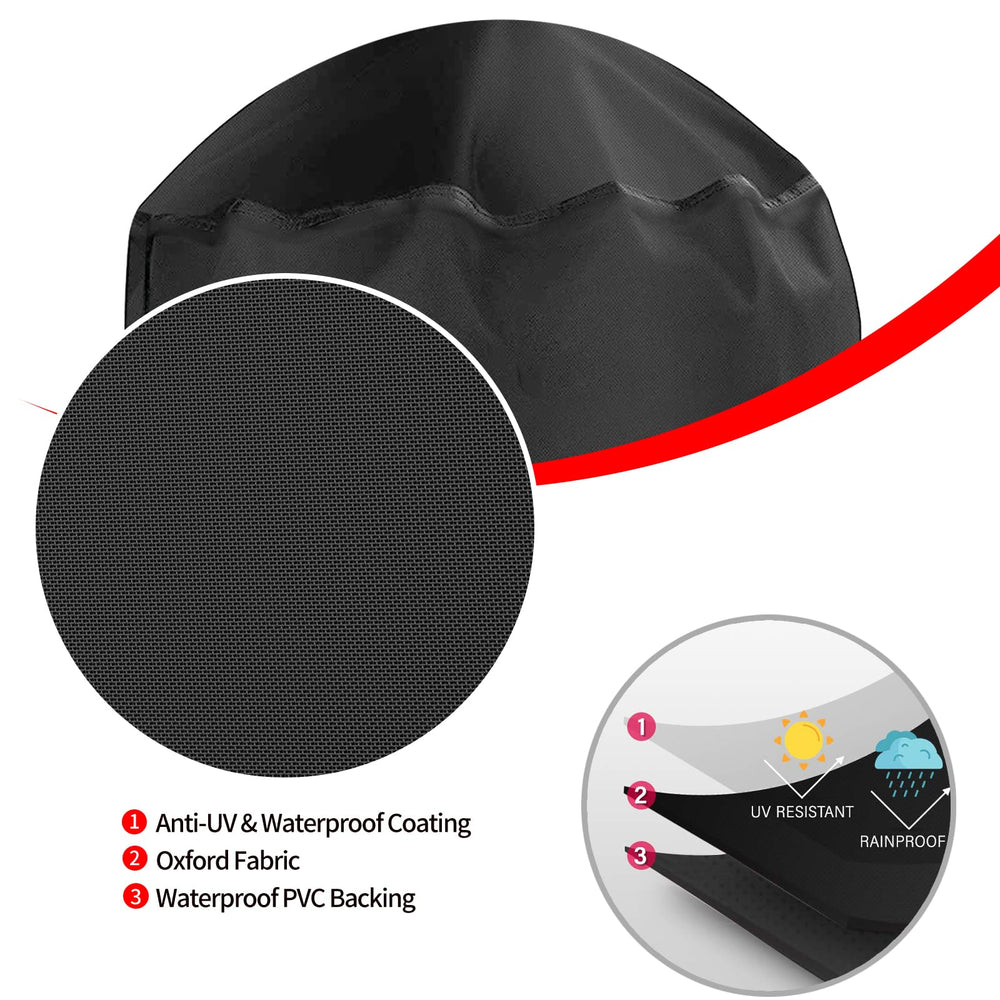 Close-up of the adjustable hook-and-loop strap of the grill cover