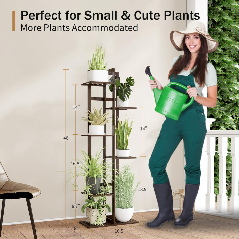 Close-up of the adjustable shelves on DolceLuna Plant Stand
