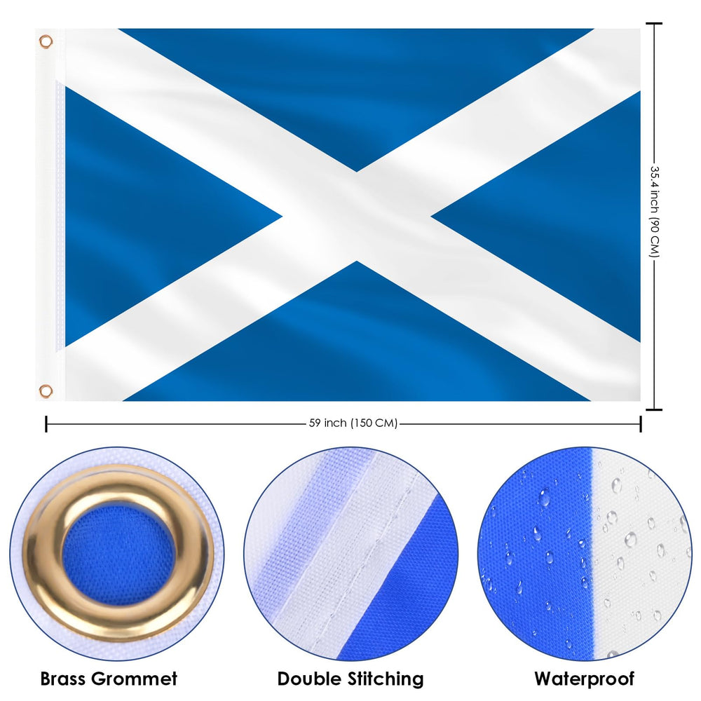 Close-up of the AhfuLife Scotland flag fabric and brass grommet