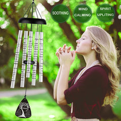 Close-up of the aluminum chimes with a gentle breeze
