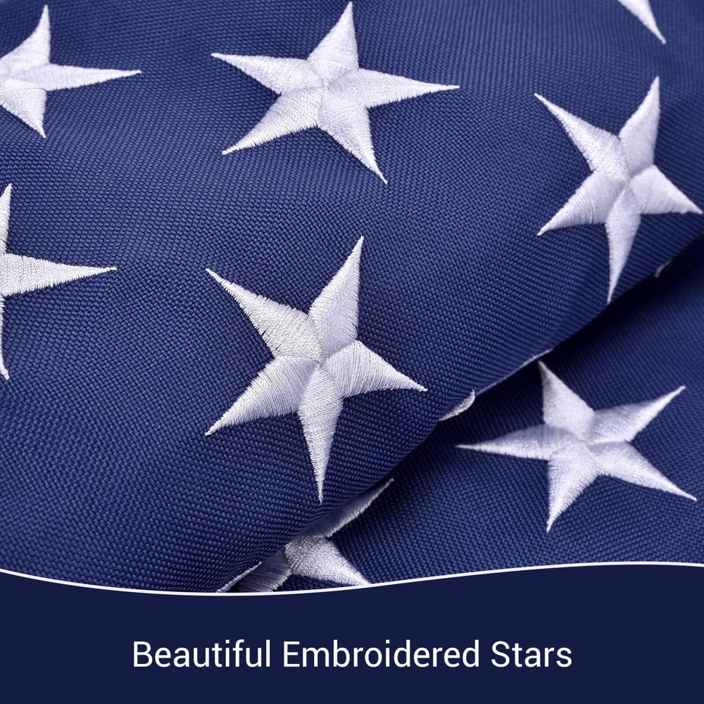 Close-up of the AOTAI American Flag's embroidered stars