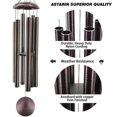 Close-up of the ASTARIN wind chimes with the adjustable bell length