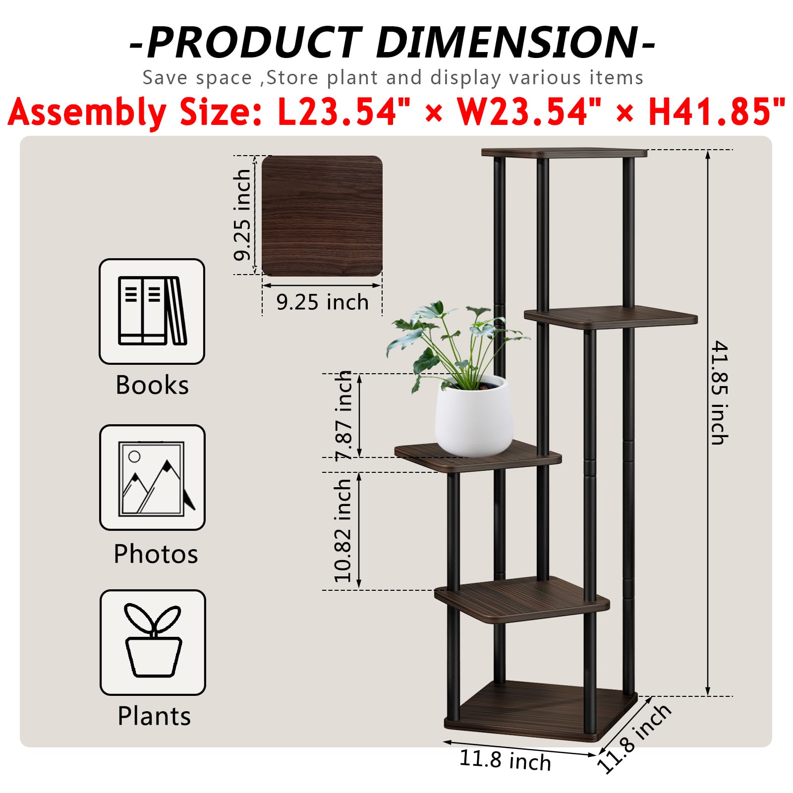Close-up of the AZERPIAN plant stand's metal and wood materials