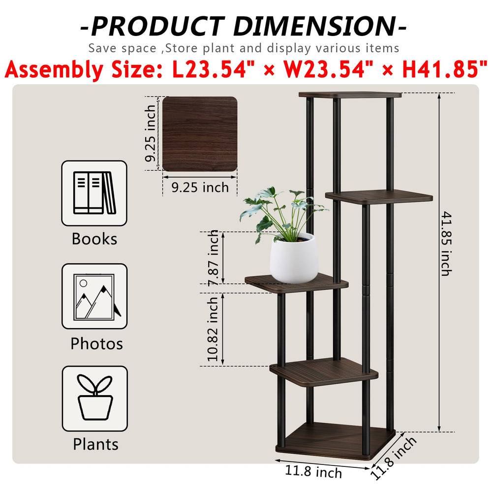 Close-up of the AZERPIAN plant stand's metal and wood materials