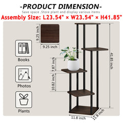 Close-up of the AZERPIAN plant stand's metal and wood materials