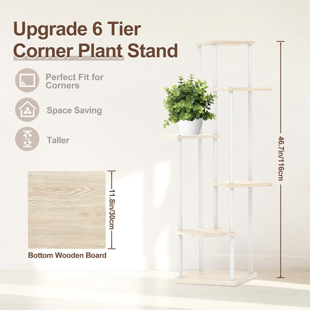 Close-up of the base of the Oppro 6 Tier Tall Plant Stand